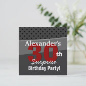 30e Verrassing Verjaardag Houtskool en Rood Modern Kaart (Staand voorkant)