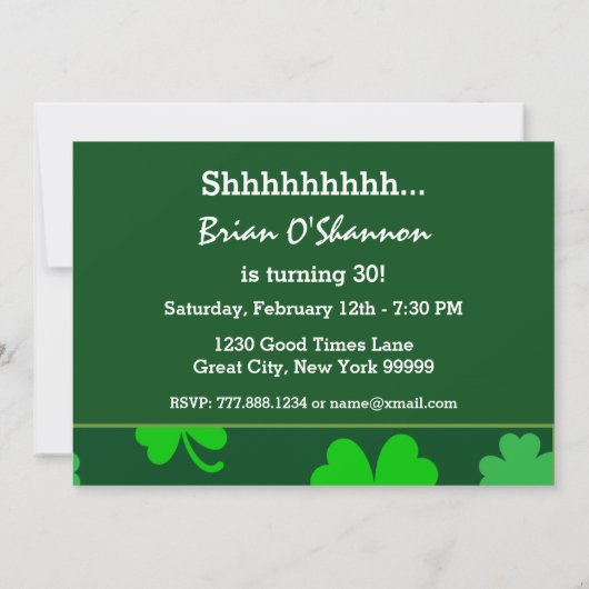 30e verrassingsdag Lucky Green Shamrocks A01 Kaart (Achterkant)