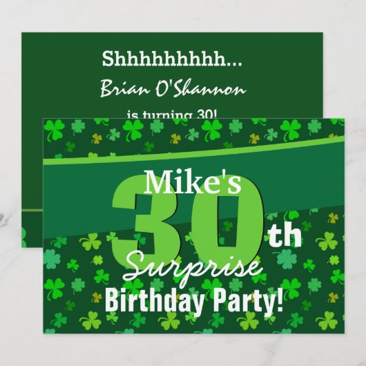 30e verrassingsdag Lucky Green Shamrocks A01 Kaart (Voorkant / Achterkant)