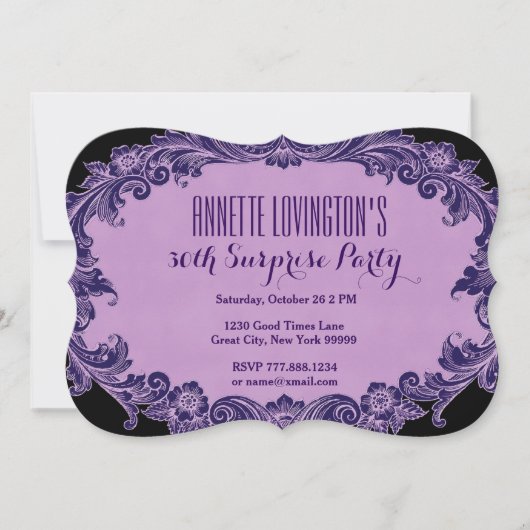 30e verrassingsdag Paarse Vintage V06G1 Kaart (Voorkant)