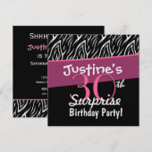 30e verrassingsdag zwarte witte roze Zebra W219 Kaart (Voorkant / Achterkant)