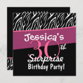 30e verrassingsdag zwarte witte roze Zebra X30 Kaart (Voorkant / Achterkant)