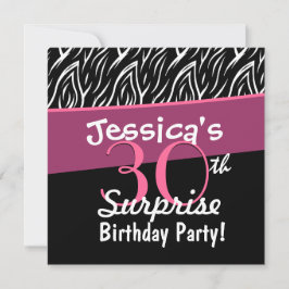 30e verrassingsdag zwarte witte roze Zebra X30 Kaart
