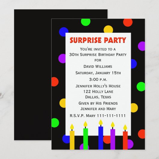 30e Verrassingsfeest Uitnodiging Stippen (Voorkant / Achterkant)