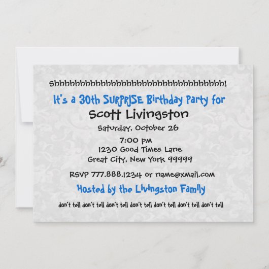 30e VERZEKERING Midnight Birthday Party Sjabloon Kaart (Achterkant)