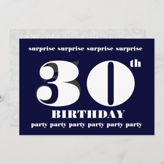 30e VERZEKERING Midnight Birthday Party Sjabloon Kaart (Voorkant / Achterkant)