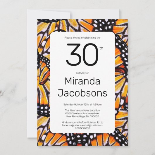 30e vlinder vleugels kleurrijke moderne gewoonte kaart (Voorkant)