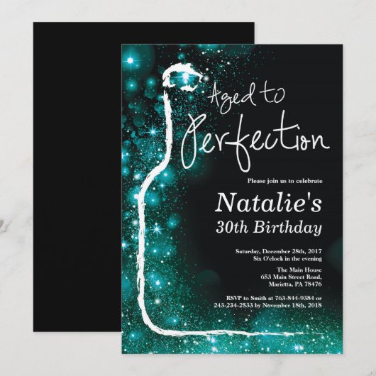 30e wijnverjaardag Blauwgroen tot in de perfectie Kaart (Voorkant / Achterkant)