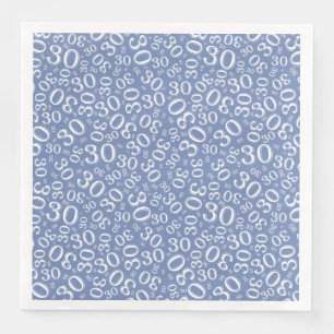 30e willekeurig getallenpatroon blauw/wit servet