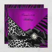 30e Zebra Leopard Paars Plum Kaart (Voorkant / Achterkant)