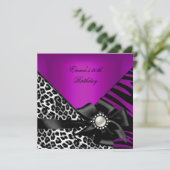 30e Zebra Leopard Paars Plum Kaart (Staand voorkant)