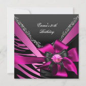 30e Zebra roze zwarte zilver Kaart (Voorkant)