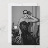 30e zilveren en zwarte glitter verjaardagsfeestje kaart (Achterkant)