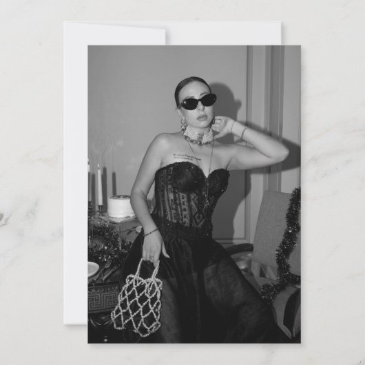 30e zilveren en zwarte glitter verjaardagsfeestje kaart (Achterkant)