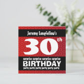 30e ZURPRISE Birthday Party Red Black White B521 Kaart (Staand voorkant)