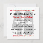 30e ZURPRISE Birthday Party Red Black White B521 Kaart (Achterkant)