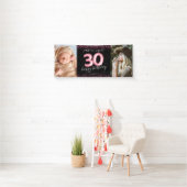 30e Zwart Roze Gelukkige Verjaardag Foto Banner (Insitu)