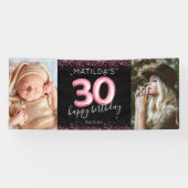 30e Zwart Roze Gelukkige Verjaardag Foto Banner (Horizontaal)