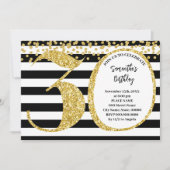 30e Zwart Wit en Goud Glitter Moderne Verjaardag Kaart (Voorkant)