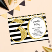 30e Zwart Wit en Goud Glitter Moderne Verjaardag Kaart