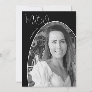 30e zwart wit foto verjaardag elegante monogram kaart