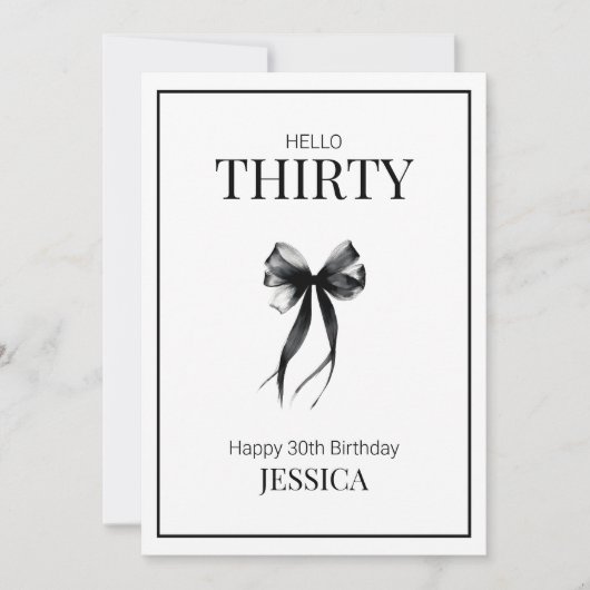 30e zwart-wit minimale moderne gelukkige verjaarda kaart (Voorkant)