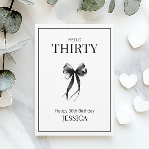 30e zwart-wit minimale moderne gelukkige verjaarda kaart