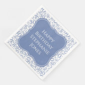 30h Verjaardag Blauw/Witte Beugel Nummer Patroon Servet (Hoek)