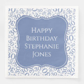 30h Verjaardag Blauw/Witte Beugel Nummer Patroon Servet (Voorkant)