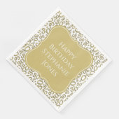 30h Verjaardag Goud/Witte Beugel Nummer Patroon Servet (Hoek)