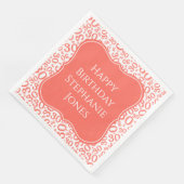 30h Verjaardag Koraal/Witte Haak Nummer Patroon Servet (Hoek)