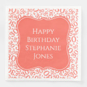 30h Verjaardag Koraal/Witte Haak Nummer Patroon Servet (Voorkant)