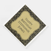 30h Verjaardag Zwart/Goud Beugel Nummer Patroon Servet (Hoek)