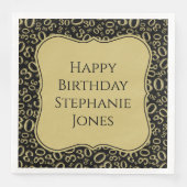 30h Verjaardag Zwart/Goud Beugel Nummer Patroon Servet (Voorkant)