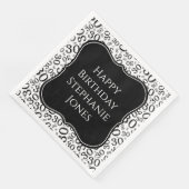 30h Verjaardag Zwart/Wit Beugel Nummer Patroon Servet (Hoek)