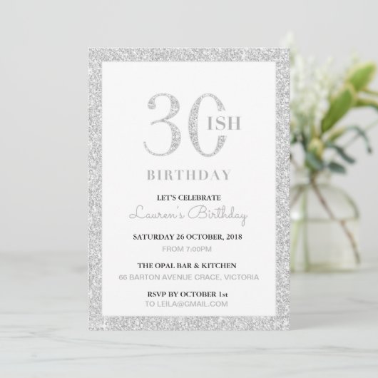30ish verjaardagsfeest uitnodiging (Staand voorkant)