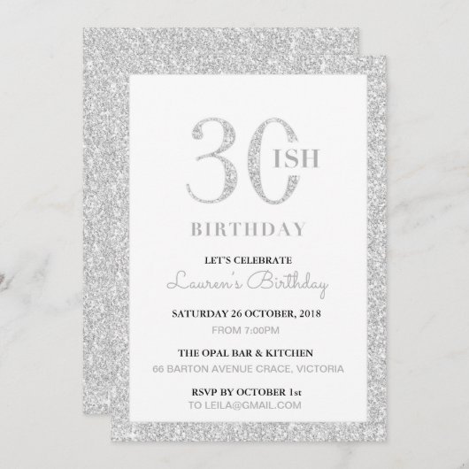 30ish verjaardagsfeest uitnodiging (Voorkant / Achterkant)