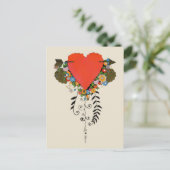 30s Valentijn hart in rood Feestdagenkaart (Staand voorkant)