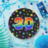 30ste evenement: Bold, Fun, Kleurrijke Regenboog 3 Papieren Bordje (Feest)