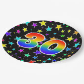 30ste evenement: Bold, Fun, Kleurrijke Regenboog 3 Papieren Bordje (Gekanteld)