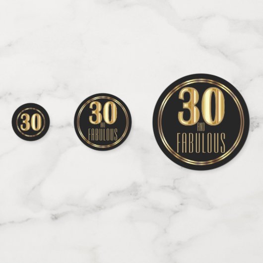 30ste Fabulous Birthday - Zwart en Goud Confetti (Achterkanten)
