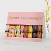 30ste Franse verjaardag Macaron-Joyeux Anniversair Kaart (Gele Bloem)
