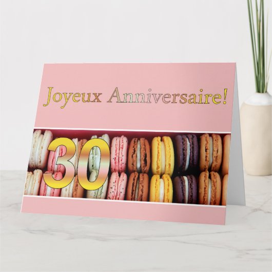 30ste Franse verjaardag Macaron-Joyeux Anniversair Kaart (Voorkant)