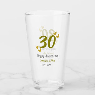 30ste gelukkige verjaardag Gouden Grijs bruidspaar Glas