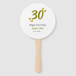 30ste gelukkige verjaardag Gouden Grijs bruidspaar Handwaaier