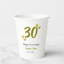 30ste gelukkige verjaardag Gouden Grijs bruidspaar Papieren Bekers