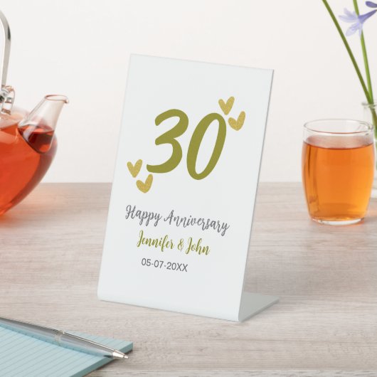 30ste gelukkige verjaardag Gouden Grijs bruidspaar Reclamebord Met Voetstuk (Insitu)