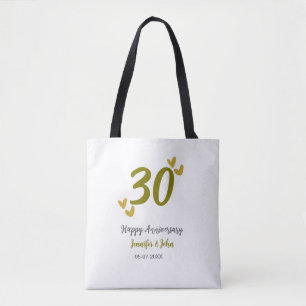 30ste gelukkige verjaardag Gouden Grijs bruidspaar Tote Bag