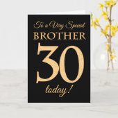 30ste Gouden Effect op Zwart voor Broeder Verjaard Kaart (Gele Bloem)
