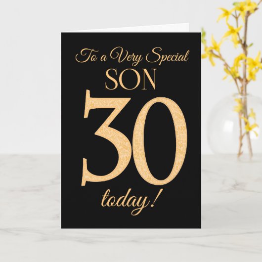 30ste Gouden Effect op Zwart voor Verjaardag van d Kaart (Gele Bloem)